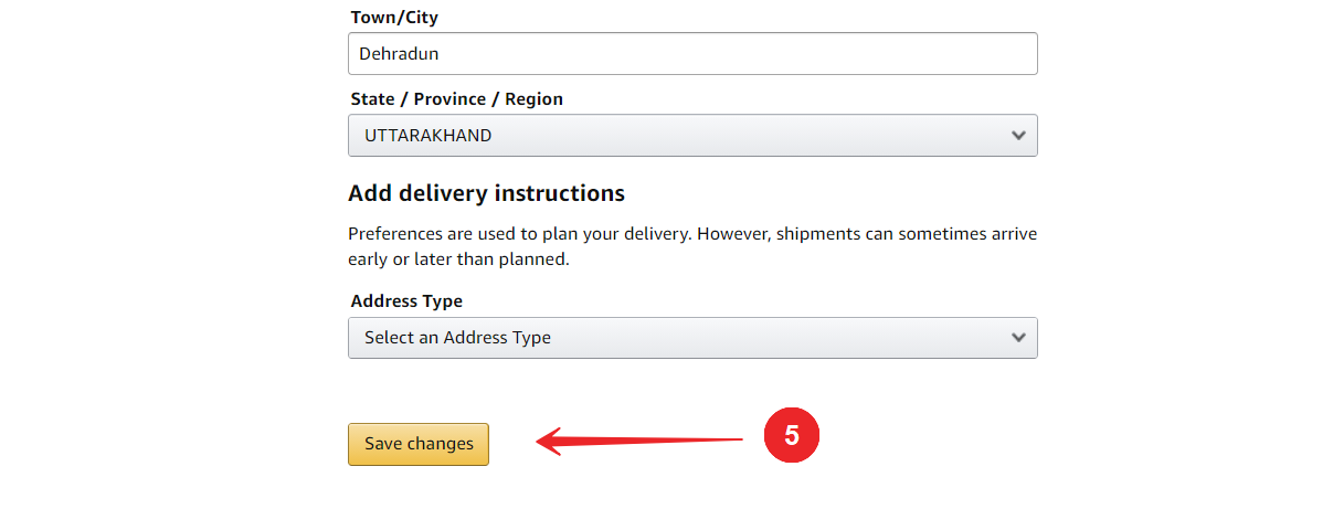 change shipping address amazon
