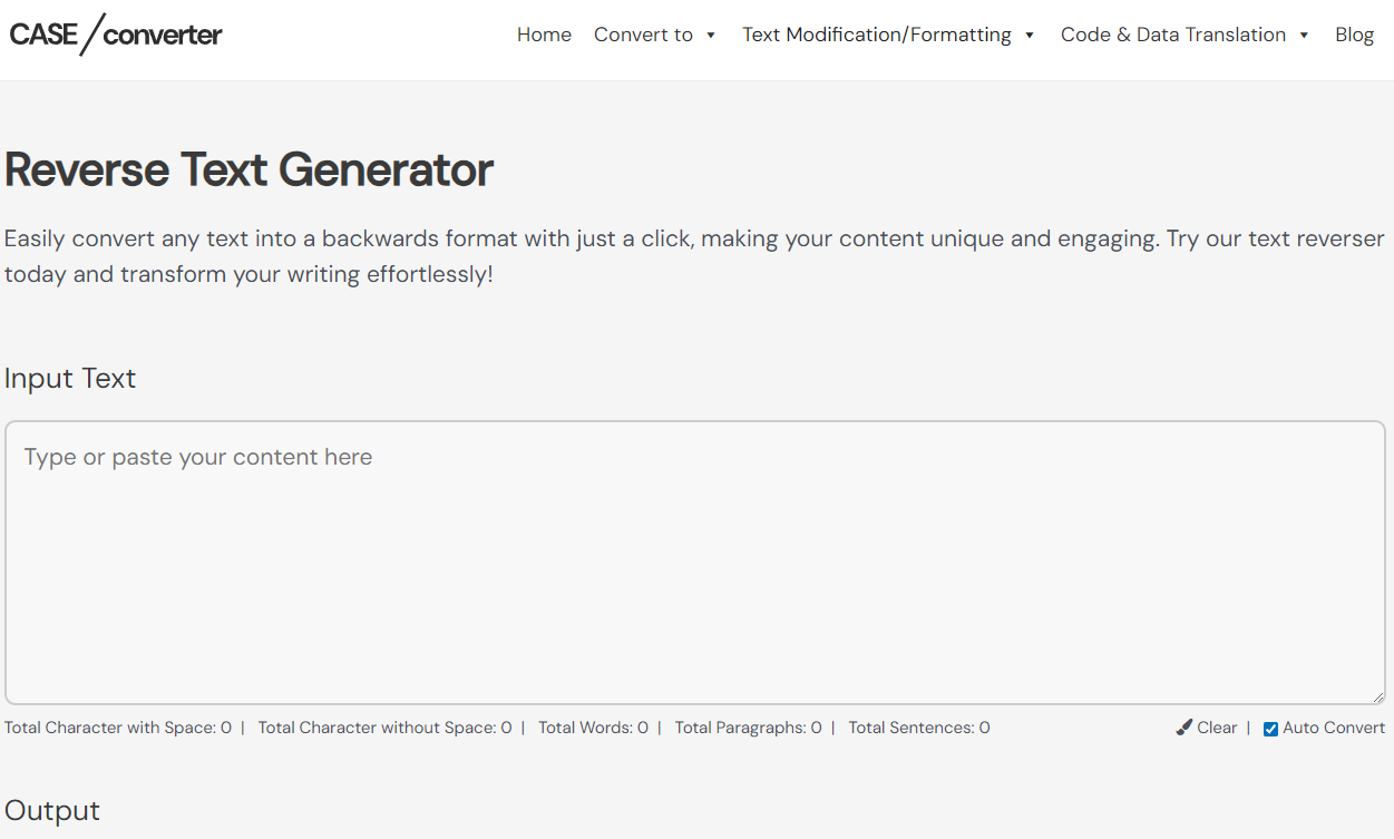 Reverse text generator 