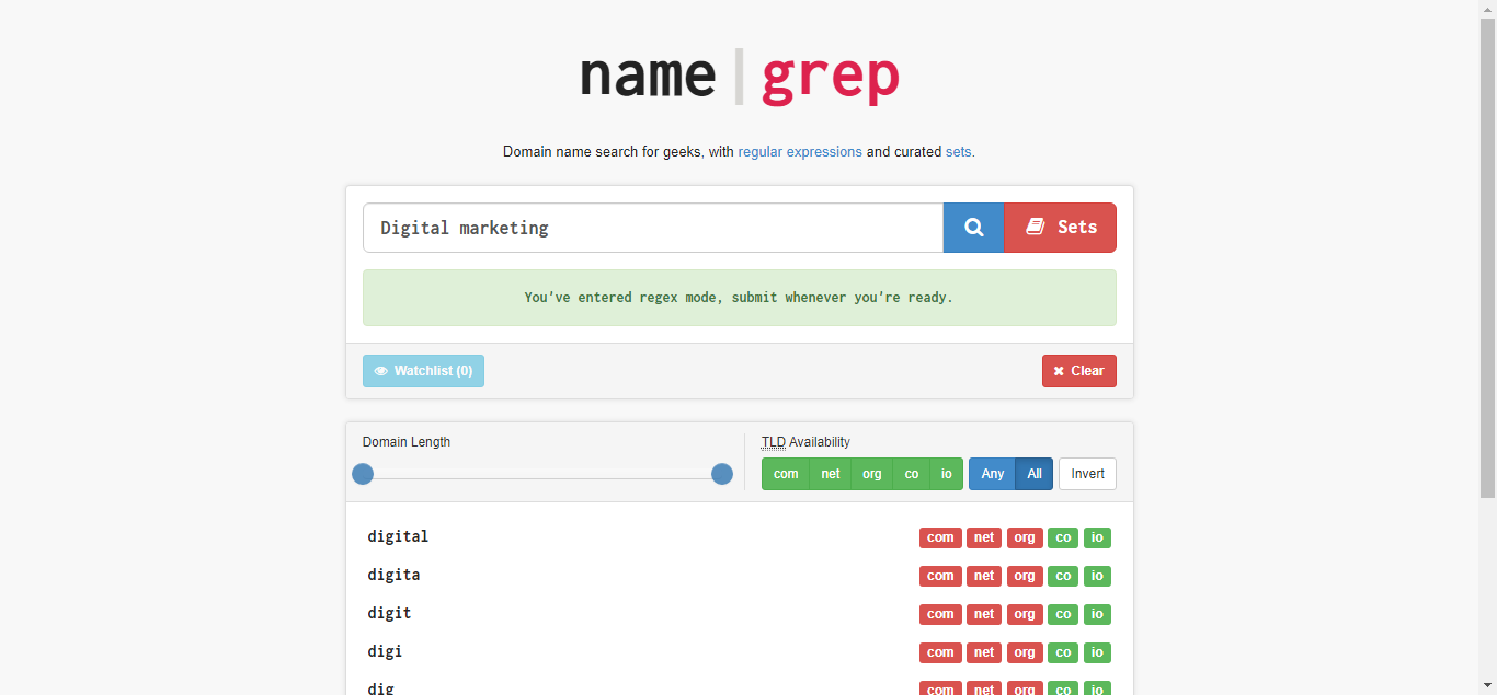 namegrep domain