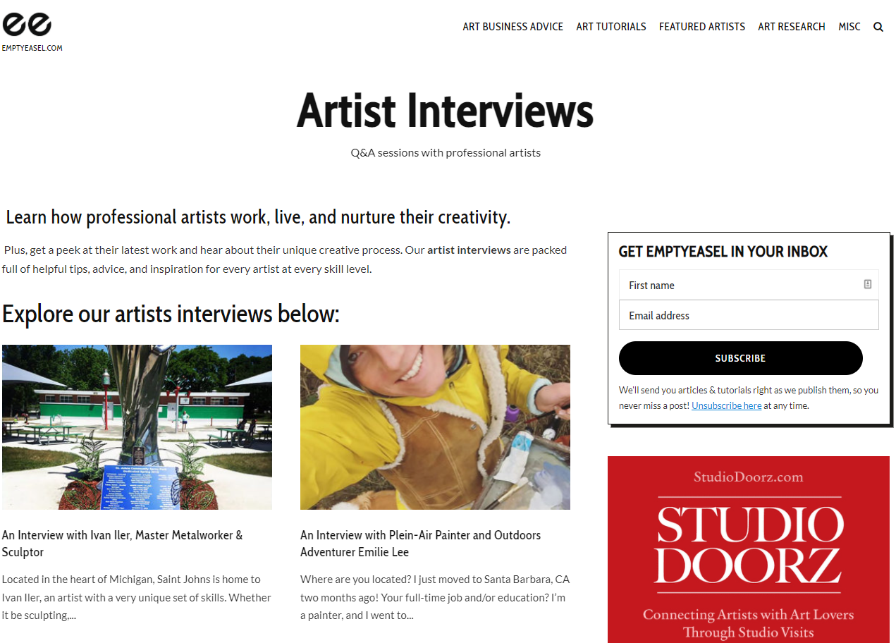 Interviews with artists