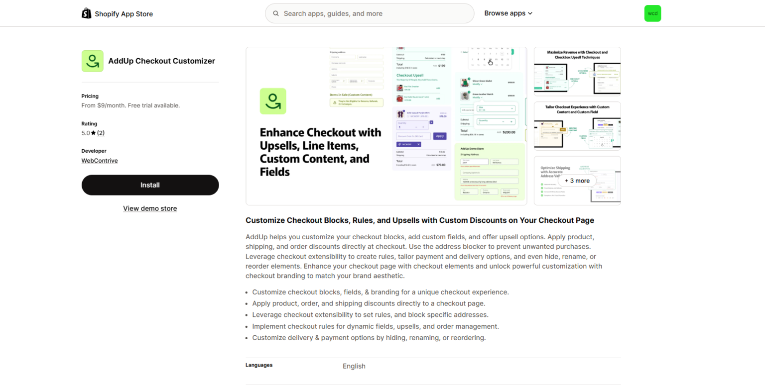 AddUp Checkout Customizer