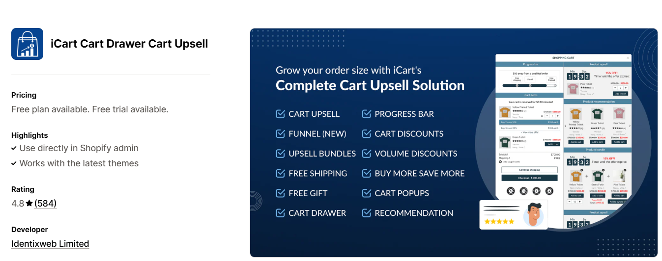 iCart Cart Drawer Cart Upsell