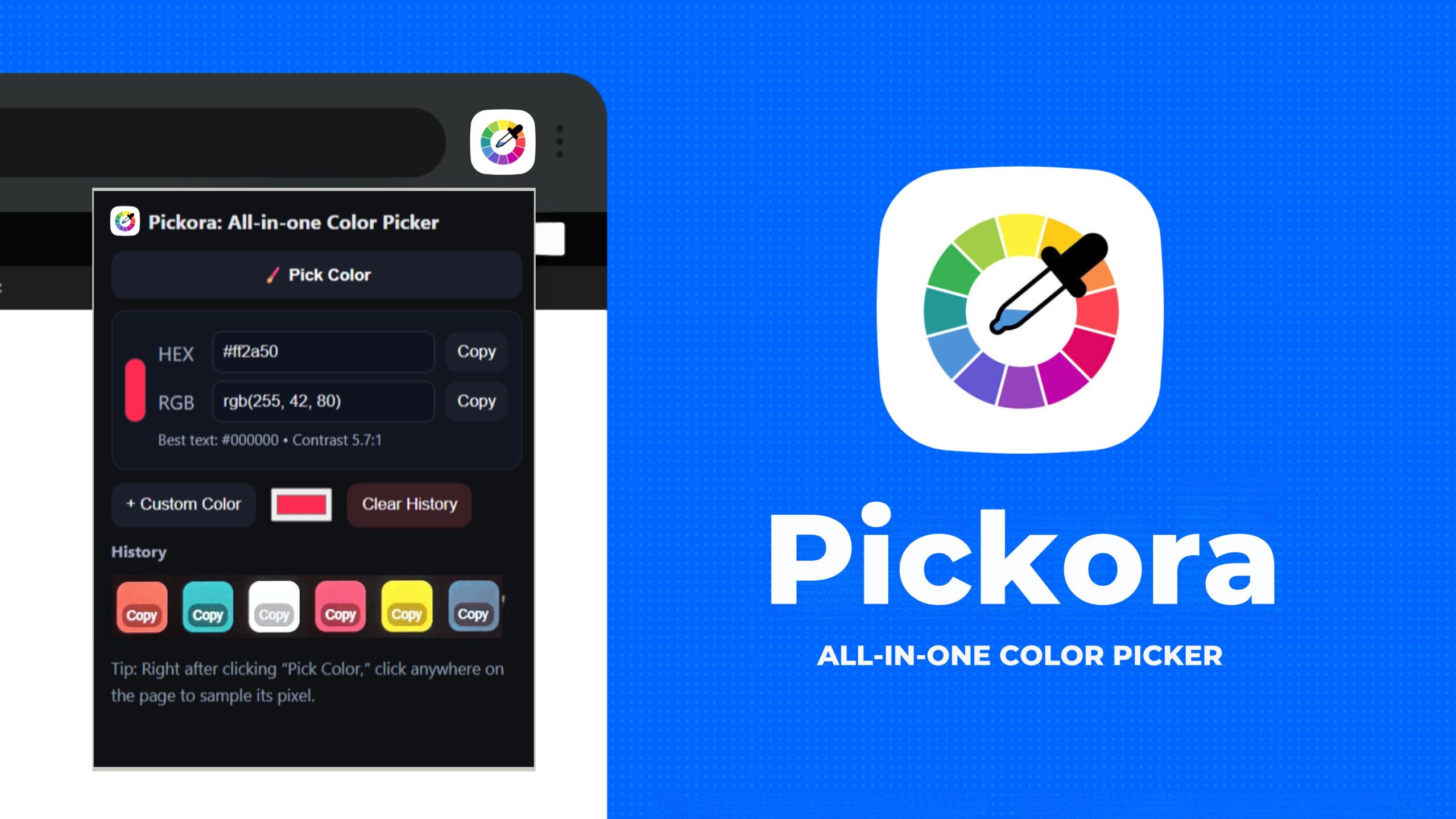 Pickora All-in-One Color Picker Chrome Extension
