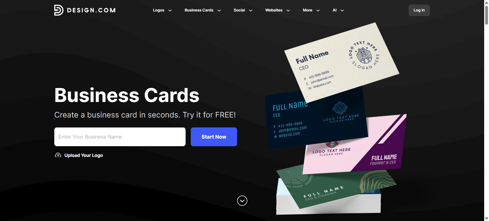 Design.com AI Business Card Generator